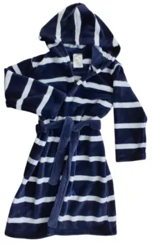 H&M blød blå og hvidstribet morgenkåbe str. 110-116