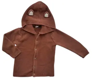 H&M rødbrun rillestrikket hættetrøje str. 98