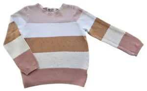 H&M rosa stribet finstrikket trøje str. 110-116