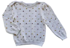 H&M råhvid langærmet strikket trøje str. 110-116