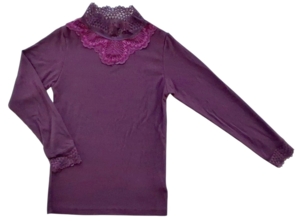 VRS rødlilla langærmet rib bluse str. 98-104