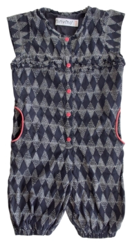 Minymo mørkegrå mønstret heldragt str. 68