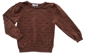 H&M brun langærmet finstrikket trøje str. 110-116