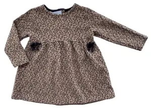 Zara lysebrun mønstret langærmet kjole str. 86-92