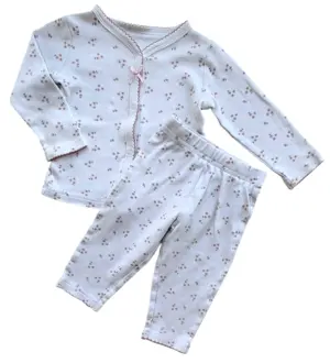 Baby C&A hvid blomstret nattøjssæt str. 74