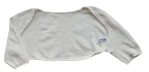 Råhvid uld sjælevarmer med korte ærmer str. 110-116