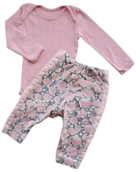 Wheat rosa og grå bukser og NoaNoa rosa body str. 68