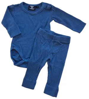 Hummel gråblåt rib babysæt str. 56