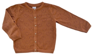 H&M terracotta farvet finstrikket cardigan str. 86
