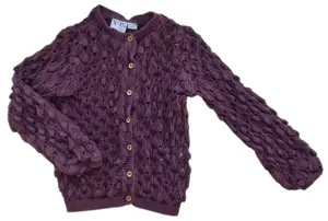 VRS rødlilla bomuldsstriktrøje str. 110-116