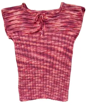 Hjemmestrikket rødmønstret vest str. 1-2 år