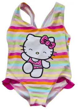 Hallo Kitty farverig stribet badedragt str. 80