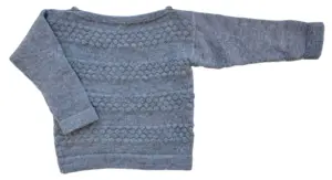 Hjemmestrikket grå uld striktrøje str. 68-74