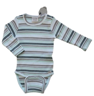 Ny Minymo grønstribet langærmet strikket body