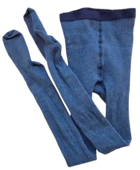 MP blå uld rib strømpebukser str. 120