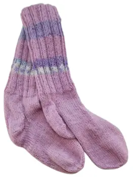 Hjemmestrikkede lyserøde uld strømper str. 24-25