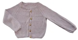 Hjemmestrikket rosa bomuld-silke striktrøje str. 80