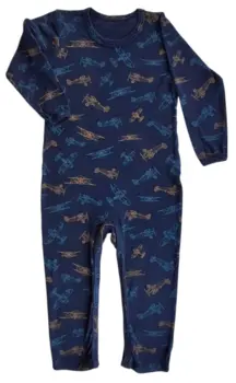 808 mørkeblå langærmet natdragt str. 98