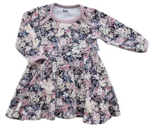 Hjemmesyet blomstret langærmet body-kjole str. 68