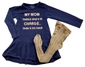 VRS mørkeblå kjole og MP strømpebukser str. 80