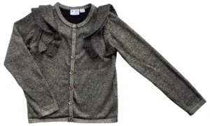 VRS sort og guld finstrikket cardigan str. 110-116