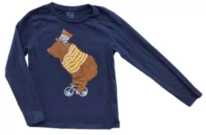 VRS mørkeblå langærmet tynd bluse str. 122-128