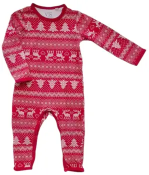 VRS rød og hvid langærmet heldragt str. 74