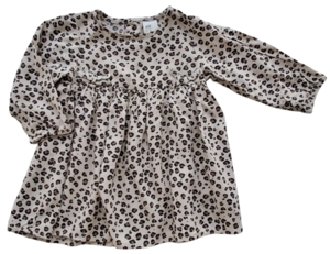 H&M beige langærmet kjole med dyreprint str. 68