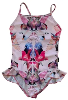 Molo lyserød badedragt med fugle str. 110