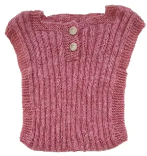 Hjemmestrikket pink uld vest str. 0-6 mdr