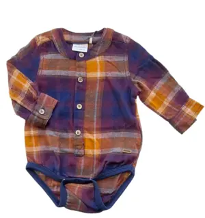 Ny Minymo orange-lilla ternet skjorte-body