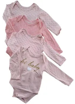 Fire lyserøde langærmede bodys str. 62-68