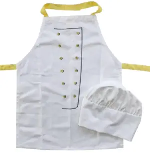 Ikea hvidt børneforklæde og en kokkehue onesize