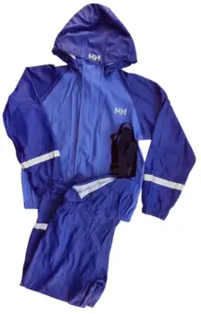 Helly Hansen blåt regntøjssæt str. 128