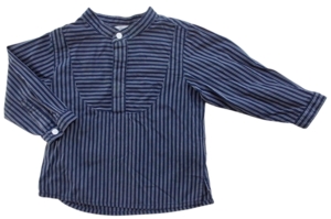 H&M mørkeblå langærmet stribet skjorte str. 80