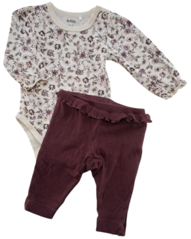 Be Kids blomstret body og rødbrune bukser str. 60