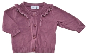 Name it rødlilla finstrikket cardigan str. 62