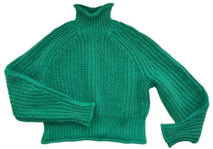 H&M grøn langærmet tyk striktrøje str. S