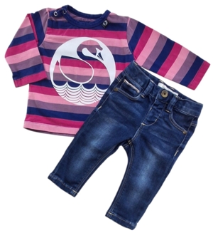 Danefæ stribet bluse og Name denimbukser str. 68