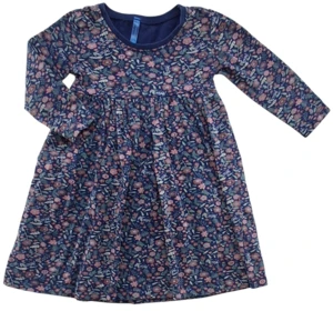 Weekend mørkeblå blomstret langærmet kjole str.1 år