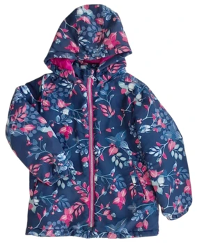 Guppy mørkeblå blomstret overgangsjakke str. 110