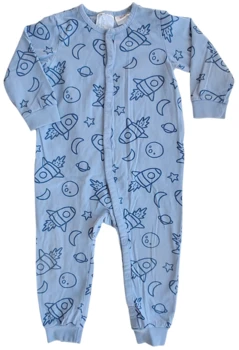 H&M lys gråblå langærmet heldragt-natdragt str. 86