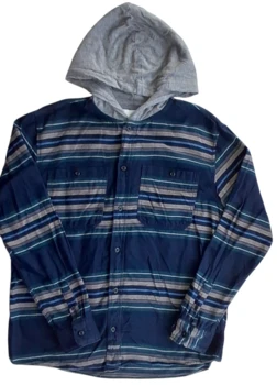 H&M mørkeblå stribet langærmet skjorte str. 158