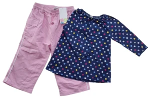 Nye lyserøde bukser og H&M blå bluse str. 86