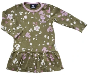 Hummel olivengrøn langærmet kjole str. 80