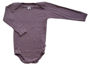 808 lyngfarvet langærmet body i uld str. 74