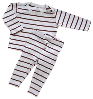 VRS råhvid brunstribet rib sæt str. 68