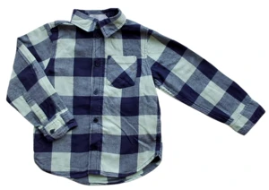 H&M grøn og mørkeblå langærmet ternet skjorte str. 110