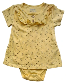 Lupilu gul kortærmet bodykjole str. 74-80