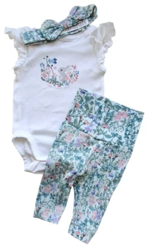 H&M hvid body, grønne leggings sæt str. 50-56